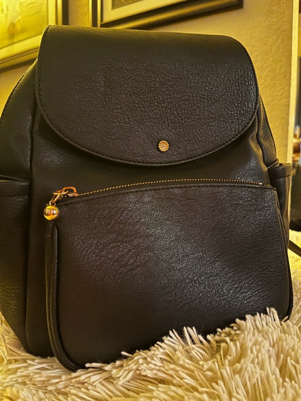 LC Lauren Conrad Black Backpack with Gold Hardware